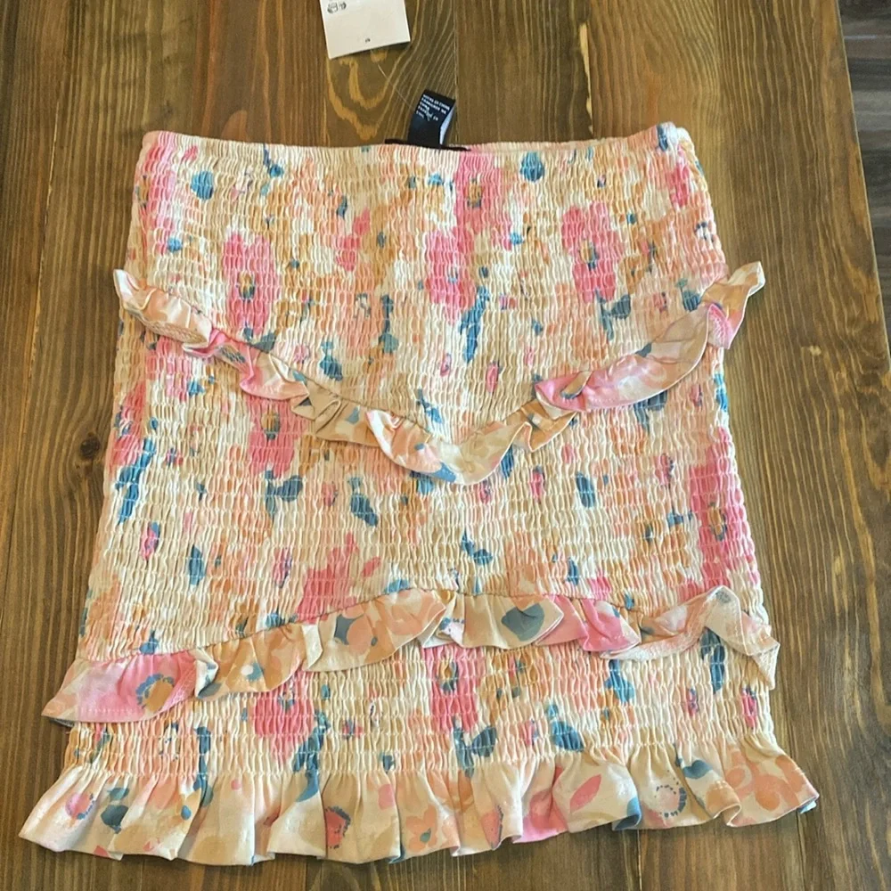 F21 Smocked Floral Print Mini Skirt